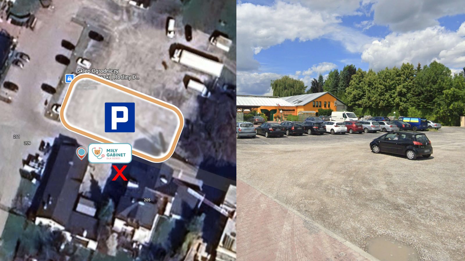 Parking next to&nbsp;the clinic - aerial view and photo