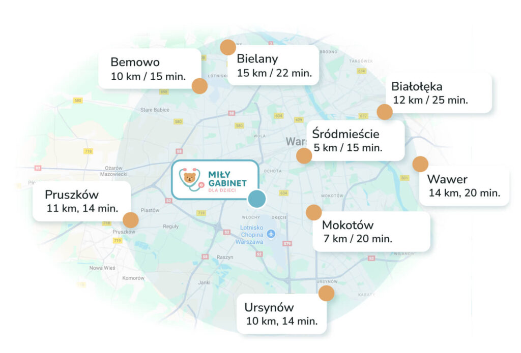 Mapa dojazdu do gabinetu pediatrycznego